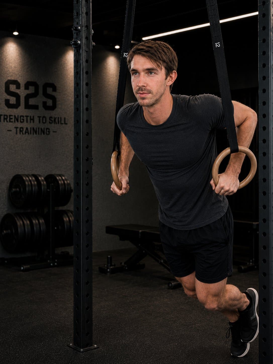 Demitry Davidson training on gymnastic rings